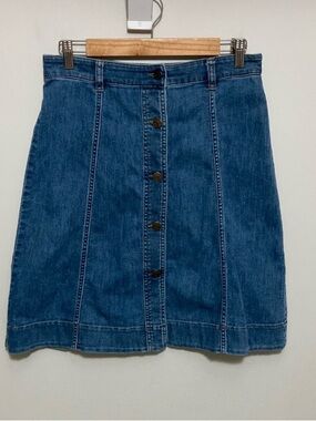 Chaps Blue Denim Button-Front Skirt, Jean Skirt, Women’s Petite Size 6P